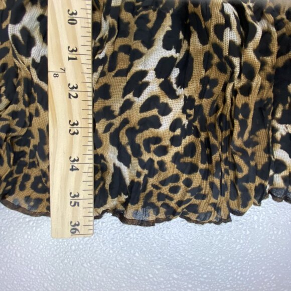 Western Boho Chic Cowgirl Multi Tiered Leopard Long Skirt Elastic Waist 12 VTG - Picture 6 of 11